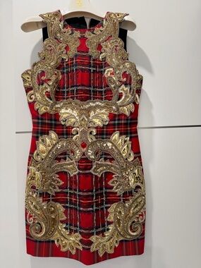 Balmain Embellished Plaid Dress – Statement Luxury Piece